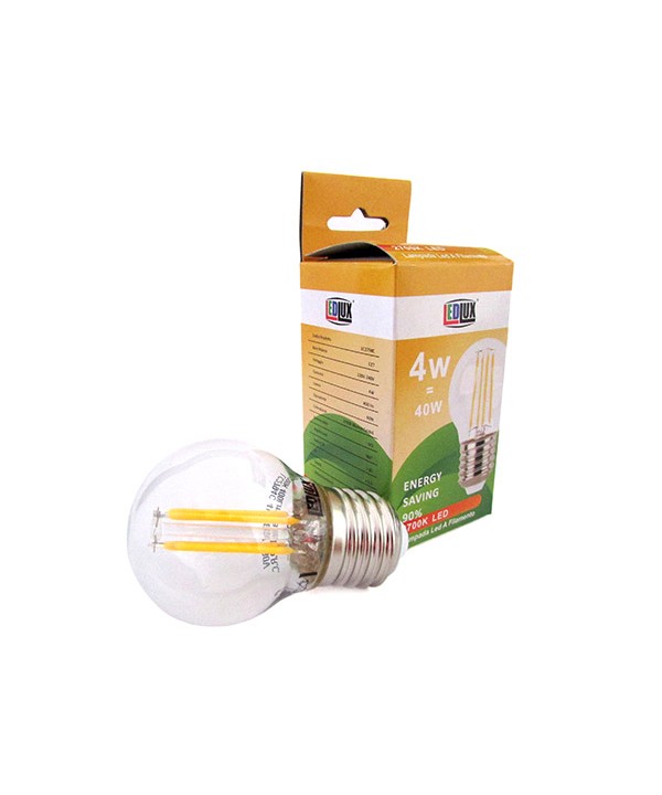 Lampada Filo Led a Filamento Zaffiro Sintetico E27 G45 4W 360 Gradi Bianco Caldo 2700K Bulbo Piccolo Sfera