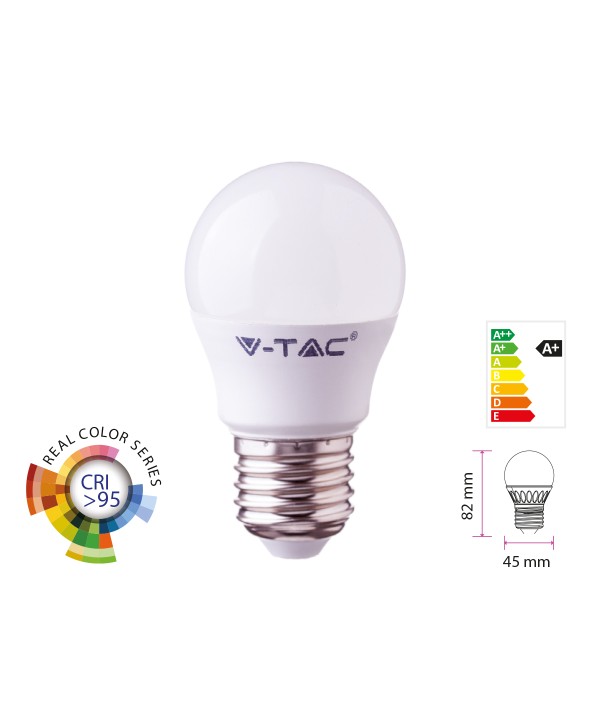 Lampada A Led E27 CRI 95 G45 5,5W 470LM Caldo 2700K Forma Sfera Bulbo Pallina SKU-7491