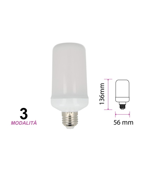 Lampada Led E27 Effetto Fiamma Finta Fuoco Tremolante Decorativa Vintage 3 Mode 6W 1700K Luce Fissa Breathing Light