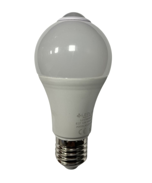 Lampada A Led E27 Con Sensore Movimento Infrarossi 12W 1050 Lumen A60 3000K