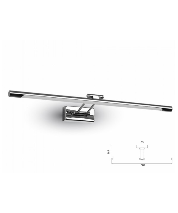 Applique Lampada Led Da Parete Moderna 8W Lunghezza 500mm 3000K Con Braccio Per Specchio Bagno e Quadri SKU-213985