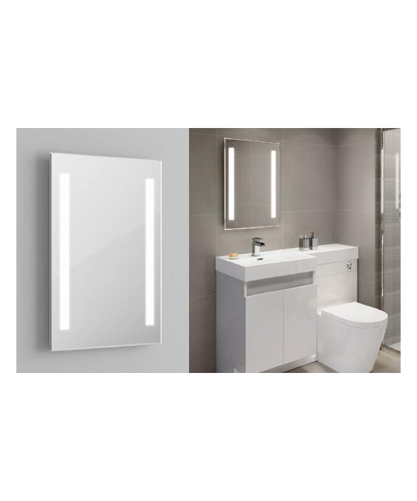 Specchio Bagno Con Luci Led 17W 6400K Rettangolare L390XH500mm IP44 Anti Fog SKU-40441