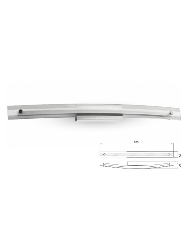 Applique Lampada Led Da Parete Modello Marian Cromato Con Vetro 12W Bianco Neutro 65cm Per Specchio Bagno SKU-3896