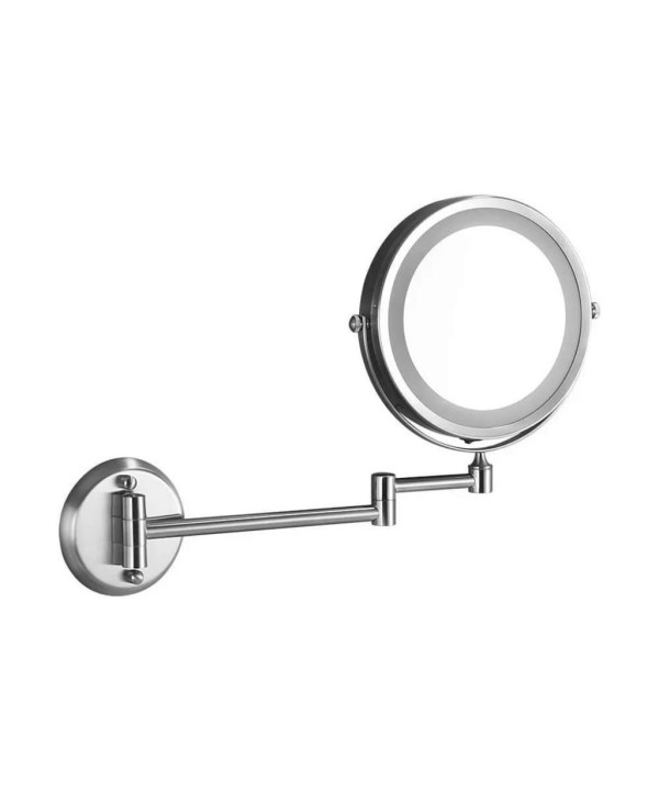 Specchio LED Rotondo 3W Double Face Rotabile a 360° con Braccio Estendibile Ingranditore 3X D170mm 6400K IP44 SKU-6628