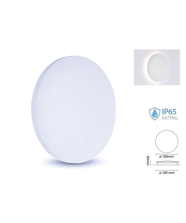 Applique Lampada LED da Muro Rotonda 9W 4000K Effetto Sole IP65 Carcassa Bianca SKU-7527