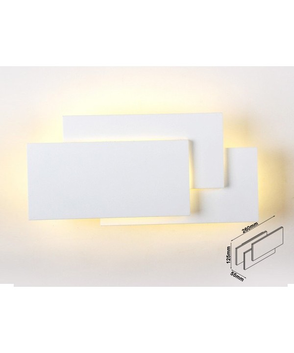 Applique Lampada LED da Muro 12W 4000K Carcassa Bianca Rettangolare con Forme Sovrapposte IP20 SKU-8203