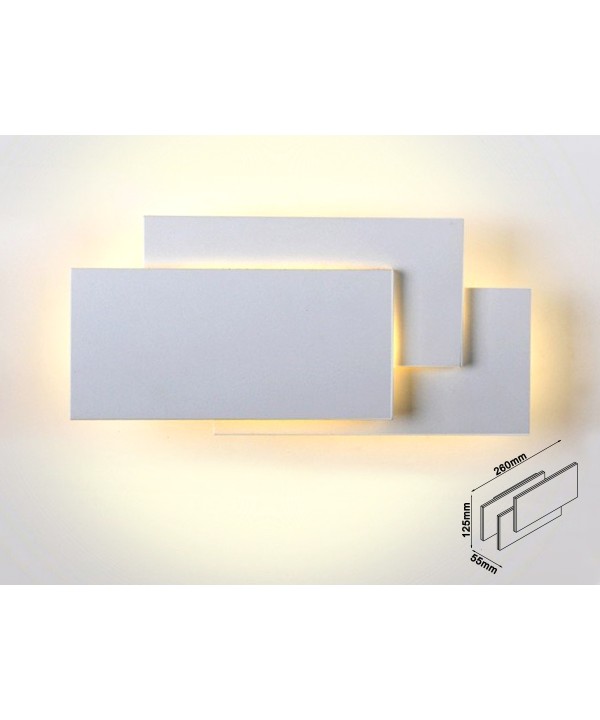 Applique Lampada LED da Muro 12W 4000K Carcassa Grigia Rettangolare con Forme Sovrapposte IP20 SKU-8207