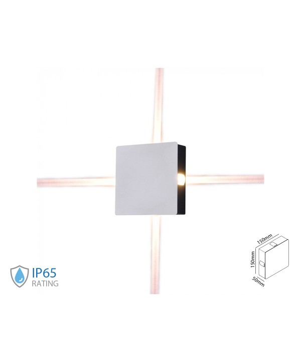 Applique Lampada LED da Muro Quadrato 4X1W 3000K Carcassa Bianca IP65 Illuminazione 4 Lati SKU-8209
