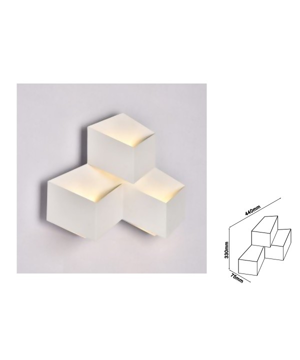 Applique Lampada LED da Muro Squadrata a Forme Sovrapposte 9W 4000K Carcassa Bianca IP20 SKU-8222
