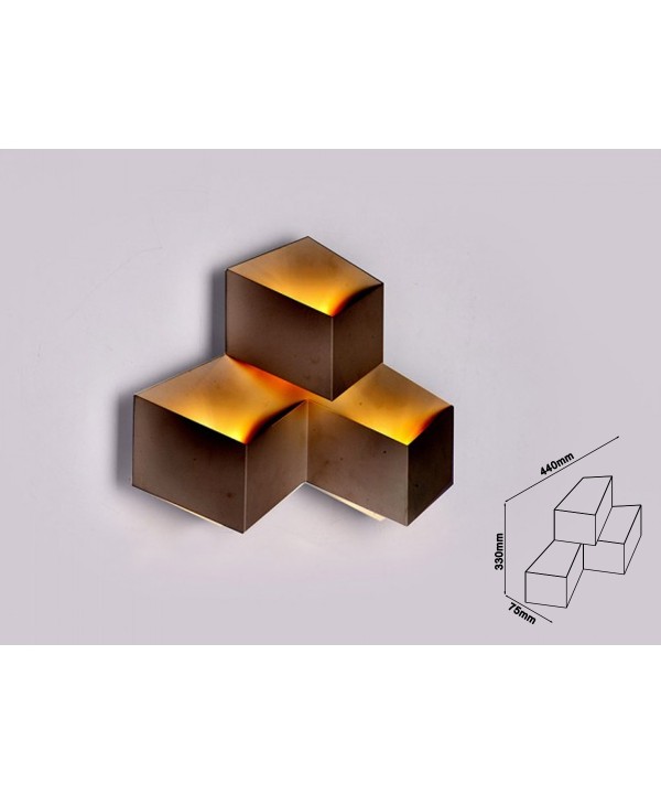 Applique Lampada LED da Muro Squadrata a Forme Sovrapposte 9W 4000K Carcassa Nera IP20 SKU-8224