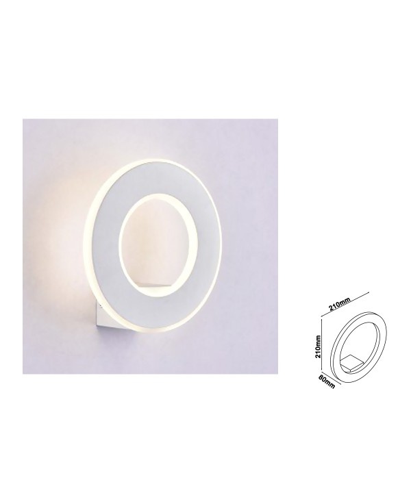 Applique Lampada LED da Muro Circolare 9W 3000K Carcassa Bianca IP20 Effetto Sole SKU-8225