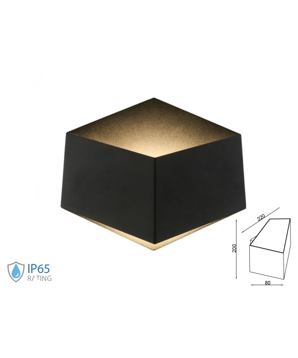 Applique Lampada LED da Muro Squadrata Esagonale 3W 4000K Carcassa Nera IP20 SKU-8347