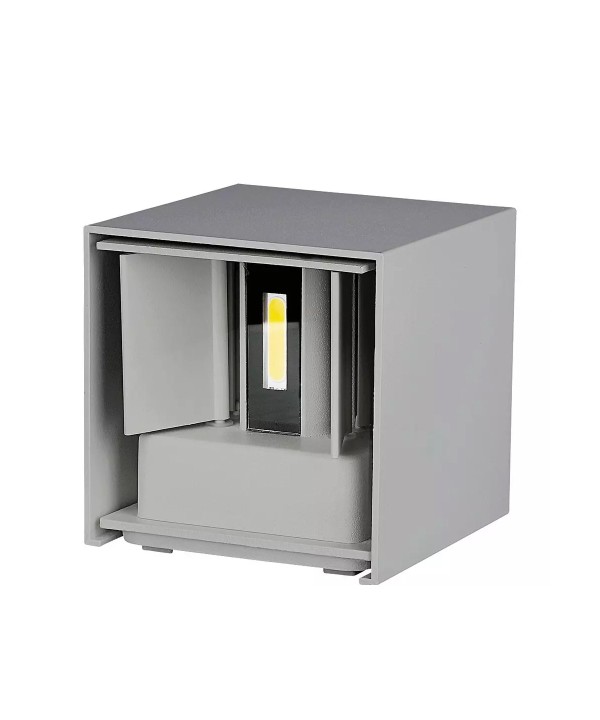 Applique Led Quadrata Da Parete 12W 4000K Carcassa Grigia IP54 Doppio Illuminazione Angolo Regolabile SKU-218532