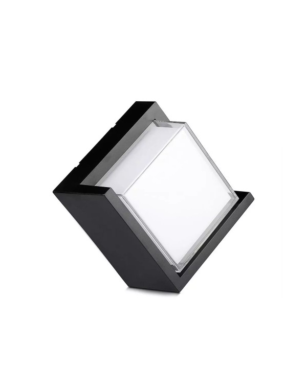 Applique Lampada Led Da Muro Parete Quadrato Neutro 4000K 12W Con Diffusore Semicoperto Colore Nero SKU-218540