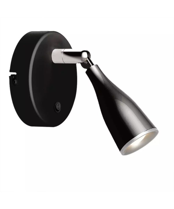 Applique Lampada Led Da Parete Con Interruttore Carcassa Nera 4000K Testa Orientabile IP20 4,5W SKU-218678
