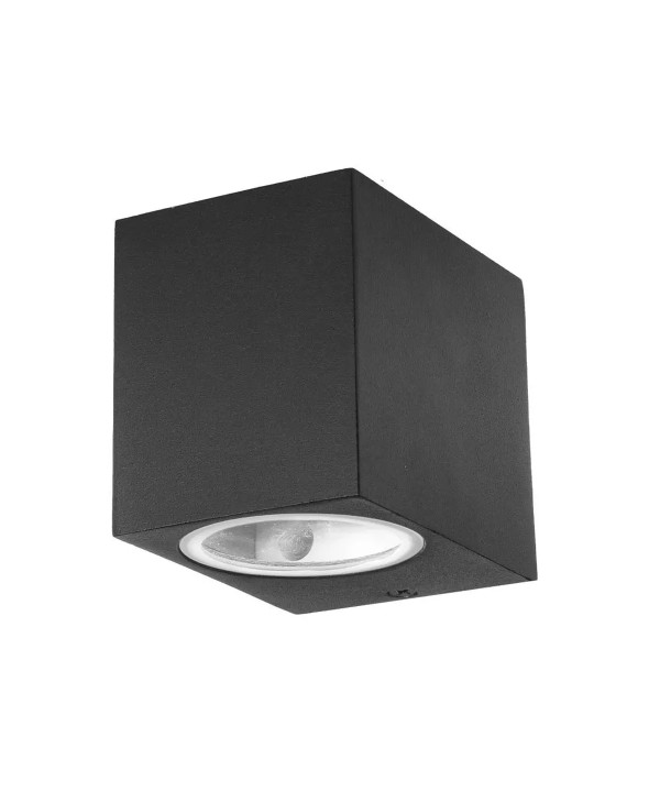 Applique Lampada Da Parete Quadrato Attacco GU10 IP44 Carcassa Nera Illuminazione Da Un Lato SKU-7510