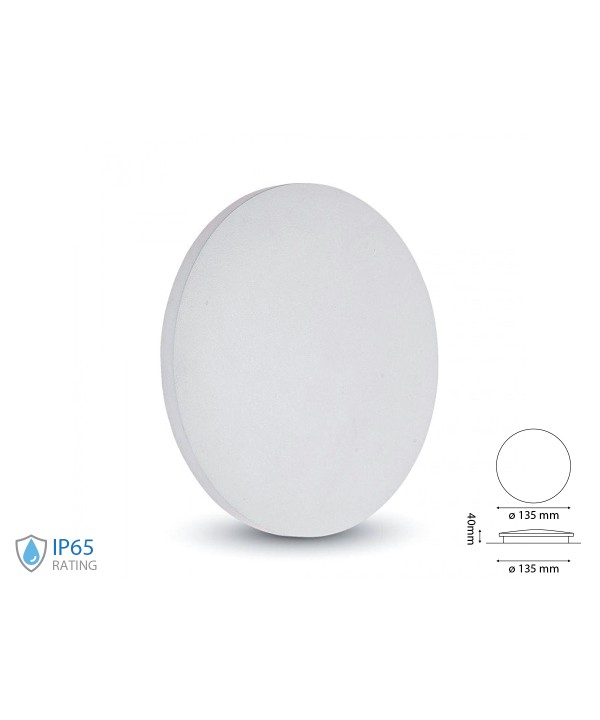 Applique Led Da Parete Ottoline 6W Neutro 4000K IP65 Rotondo 360 Gradi Carcassa Bianca SKU-7525