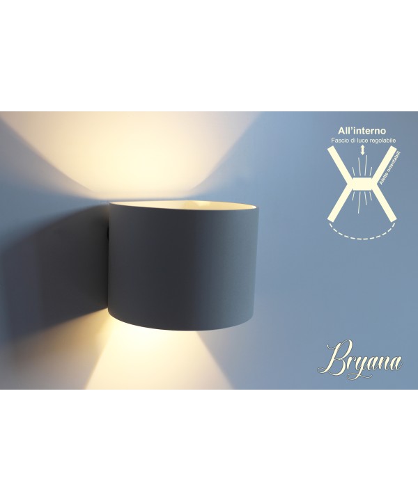 Applique Led Da Parete Bryana 6W Carcassa Bianca Circolare Bianco Caldo IP65 Doppio Illuminazione Angolo Regolabile SKU-7082