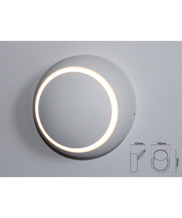 Applique Led Da Parete Celeste 5W Carcassa Bianca Rotondo Bianco 4000K Orientabile 360 Gradi SKU-7093