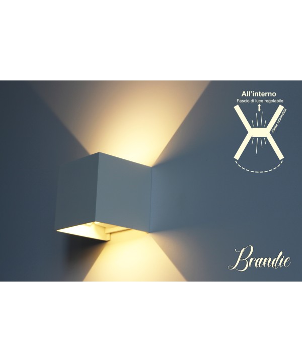 Applique Led Da Parete Brandie 6W Carcassa Bianca Quadrata Bianco Caldo IP65 Doppio Illuminazione Angolo Regolabile SKU-217079