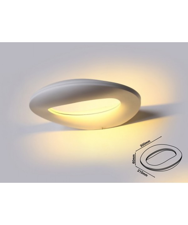 Applique Led Da Parete Ophelia 10W Bianco Caldo Ovale Design Moderna Carcassa Bianca SKU-8307
