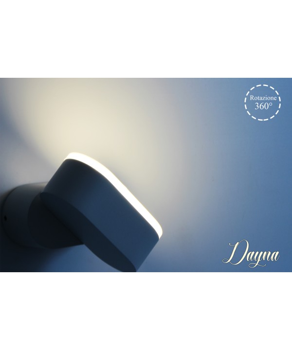 Applique Led Da Parete Dayna 6W Caldo 3000K Carcassa Bianca IP65 Ovale Orientabile 360 Gradi SKU-218286