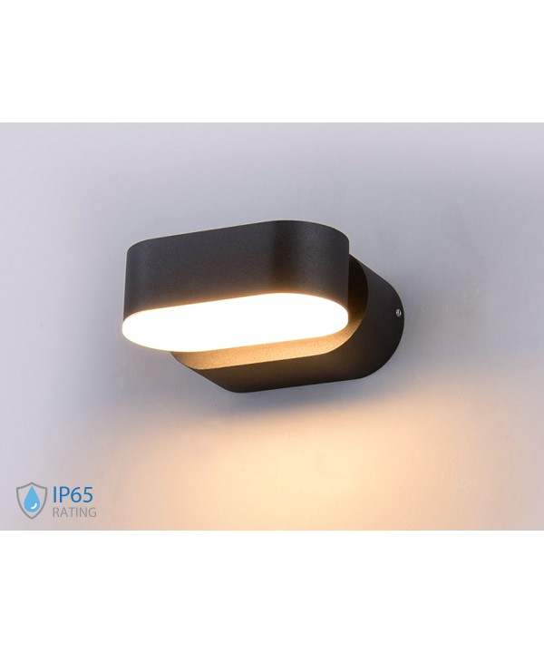 Applique Led Da Parete Dayna 6W 4000K Carcassa Nera Ovale Orientabile 360 Gradi IP65 SKU-218289