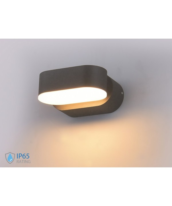 Applique Led Da Parete Dayna 6W 3000K Carcassa Grigia Ovale Orientabile 360 Gradi IP65 SKU-218290