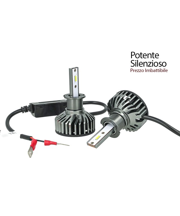 Kit Full Led Cob H3 26W Reale 12V Con Ventola Raffrenddamento Silenziosa Attacco Regolabile 2200 Lumen
