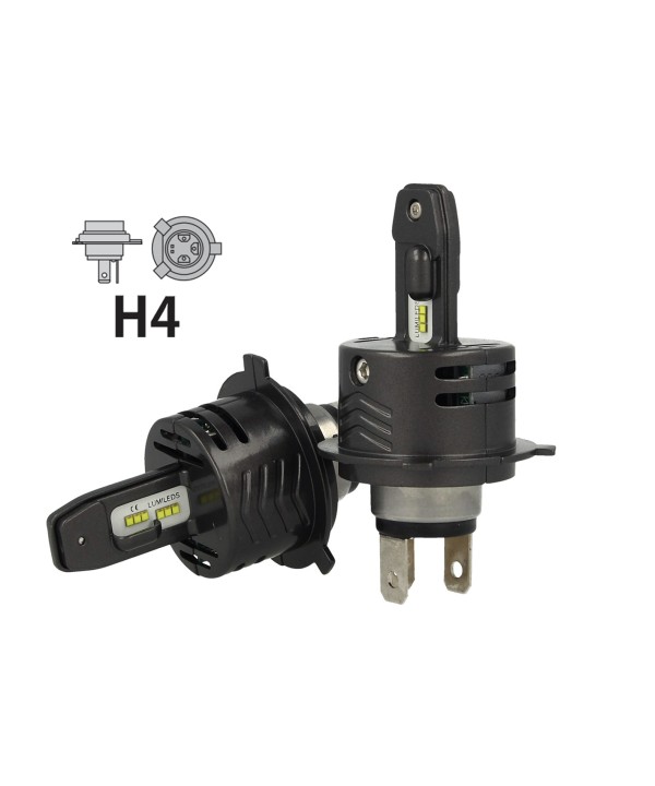 Kit Full Led Canbus H4 30/30W 12V Con 6 Chip Philips Lumileds ZES Super Compatto Facile Da Installare Auto Moto Scooter