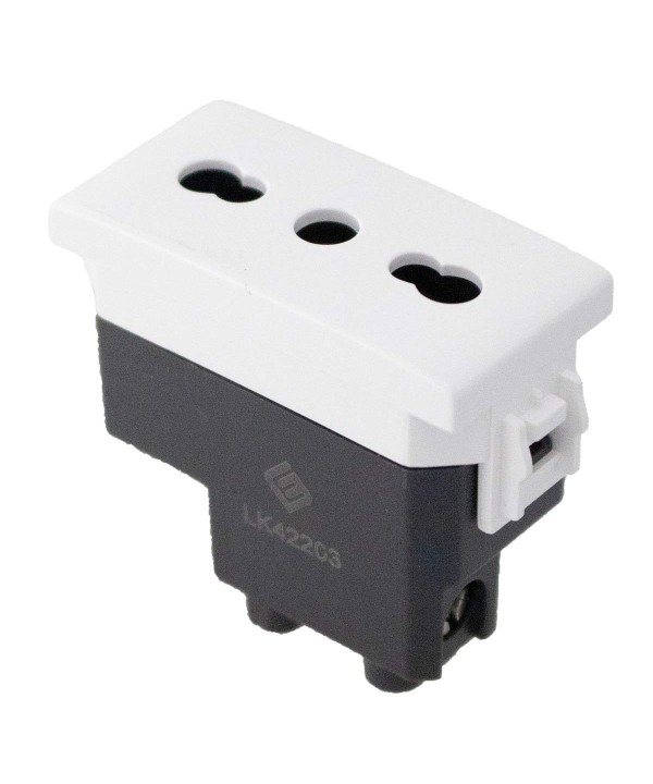 Presa Bipasso Bivalente 2P+T 10/16A Colore Bianco Compatibile Con Bticino Living e Vimar Plana