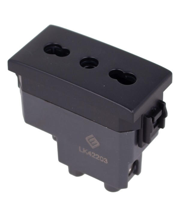 Presa Bipasso Bivalente 2P+T 10/16A Colore Nero Compatibile Con Bticino Living e Vimar Plana
