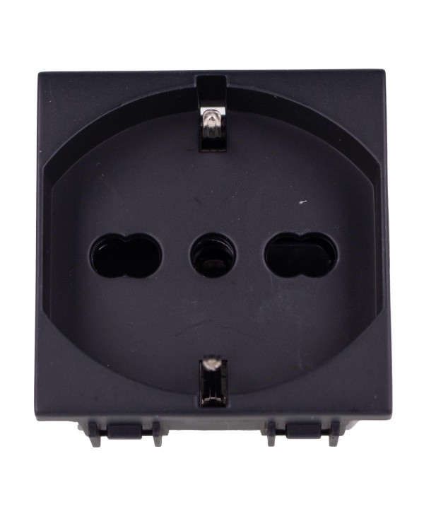 Presa Schuko 2P+T 16A Colore Nero Compatibile Con Bticino Living e Vimar Plana