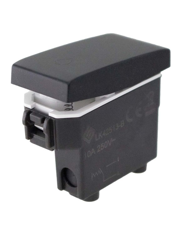 Pulsante Con Simbolo Campanello 1P 10A Colore Nero Compatibile Con Bticino Living e Vimar Plana