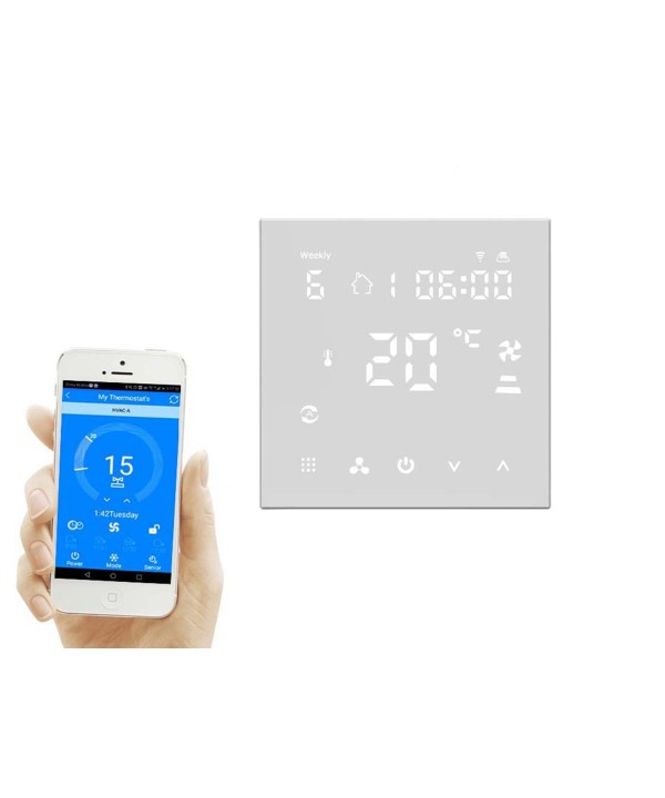 Termostato WIFI Per Aria Condizionata Schermo LCD a 4 Tubi Aria Fredda Calda e Ventilazione Fan Coil Thermostat Compatibile Con Amazon Alexa Echo 3A 220V