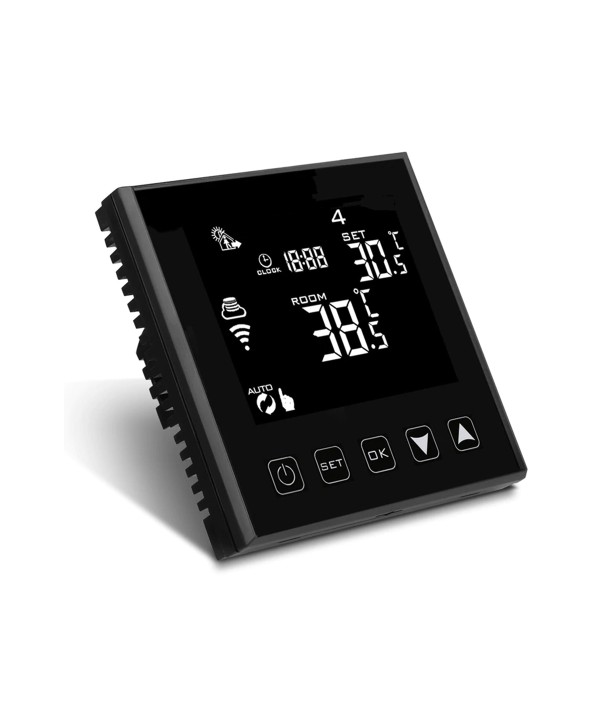 Termostato Wi-Fi Con Touch Nero 220V Compatibile Con Alexa Google Home Per Caldaia A Gas Murale Da Parete Riscaldamento Termosifone Ad Acqua