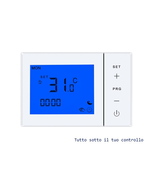 Termostato Con Display LCD Tasti Touch Rettangolare Standard 503 Programma Settimanale Per Caldaia A Gas Alimentato Con 2 Batterie AA