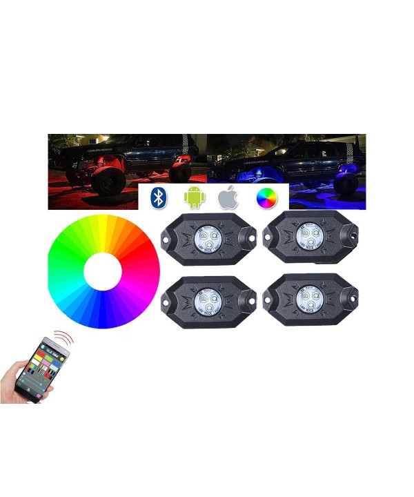Kit Mini RGB Rock Light Bluetooth APP Sensore Musica Con 4 Luci Led 12V 24V IP68 Sottoscocca Per Jeep Off Road SUV Barca
