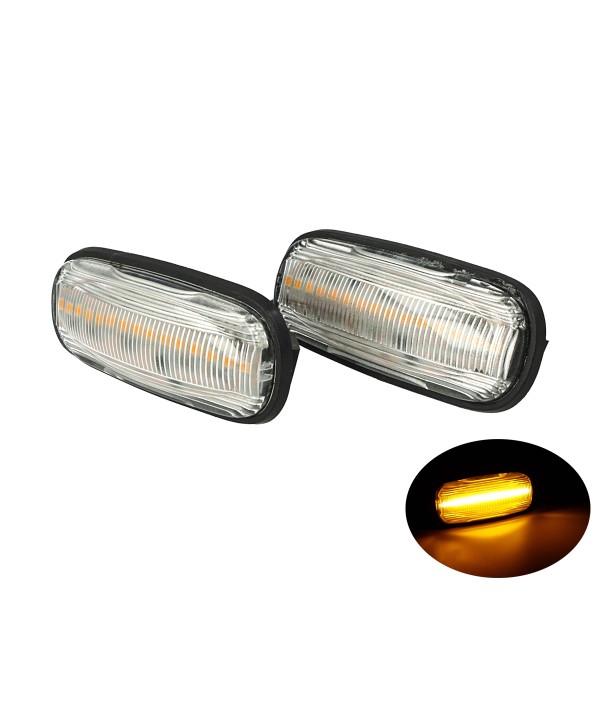 Kit Freccia Laterale a Led Side Marker Lente Trasparente Luce Arancione Per Land Rover Discovery 2 Freelander 1 OEM XGB100310L