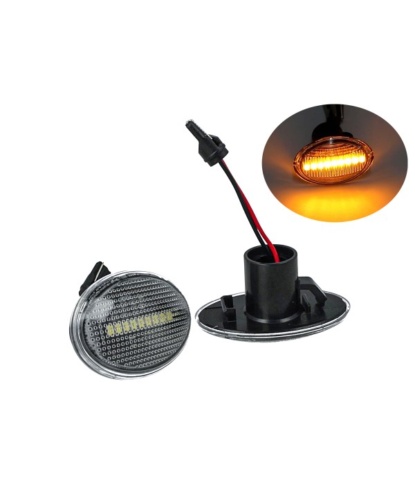 Kit Freccia Laterale a Led Side Marker Lente Trasparente Luce Arancione Per Ford Fiesta KA Transit Tourneo OEM 96VT13K354AA