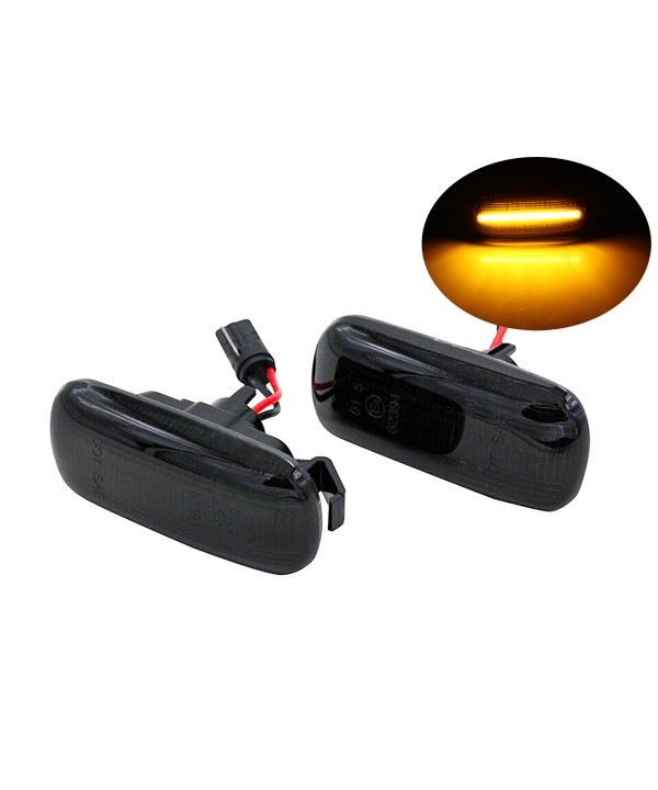 Kit Freccia Laterale a Led Side Marker Lente Nero Fume Luce Arancione Per Audi A3 S3 A4 S4 B6 B7 B8 A6 8N0949127A