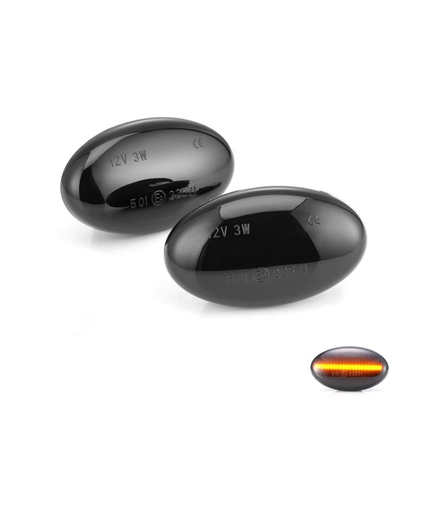 Kit Freccia Laterale a Led Side Marker Lente Nero Fume Luce Arancione Per Mercedes Benz Viano Vito W639 Classe A W168