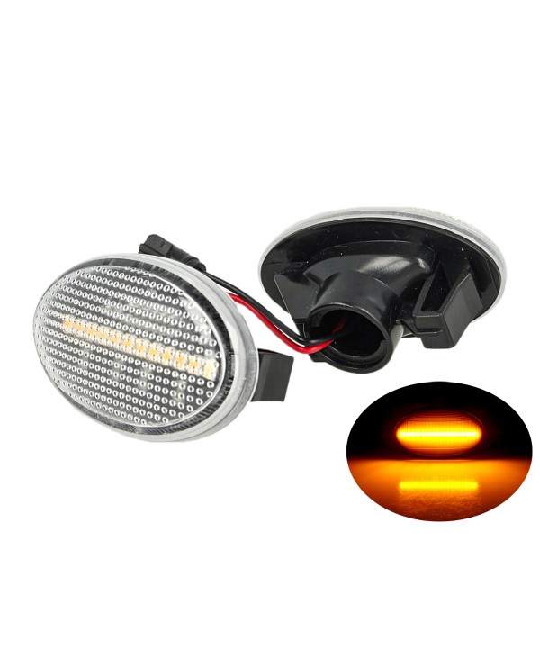 Kit Freccia Laterale a Led Side Marker Lente Trasparente Luce Arancione Per Mercedes Benz Viano Vito W639 Classe A W168