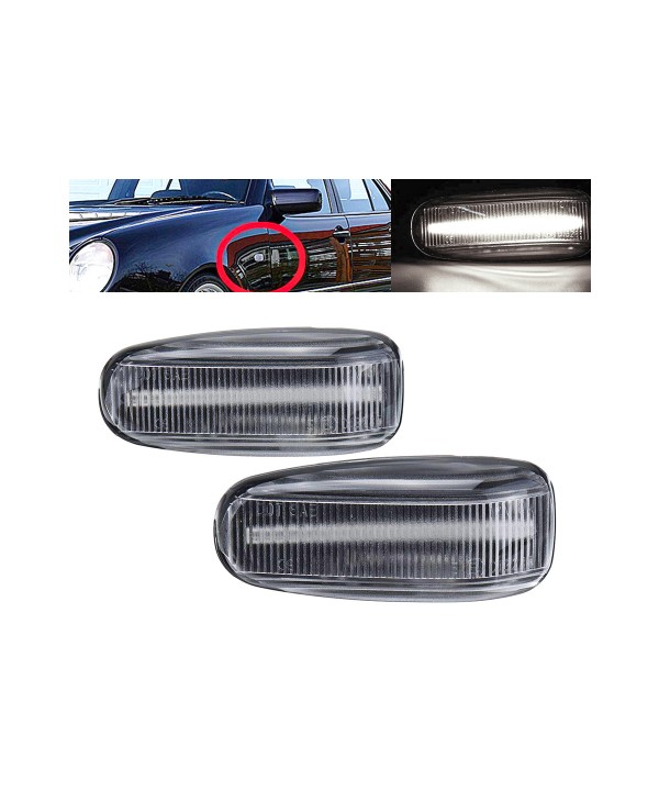 Kit Freccia Laterale a Led Side Marker Lente Trasparente Luce Bianco Per Mercedes Benz E W210 C W202 CLK W208 SLK R170 Vito W638