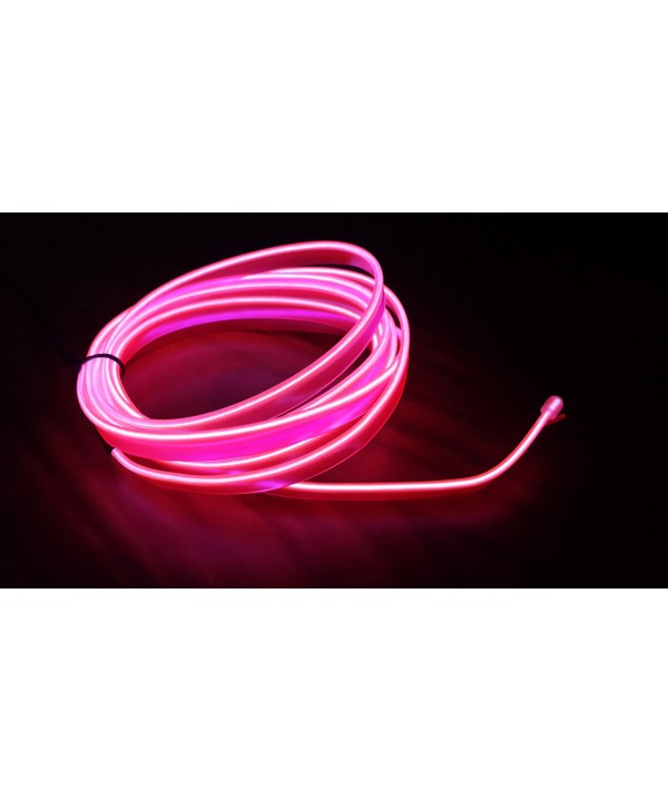 Stringa EL Striscia Neon Led Rosa 5 Metri Flessibile Tagliabile Luce Decorativa Atmosfera Per Interno Auto Camion Camper Sfilata Moda