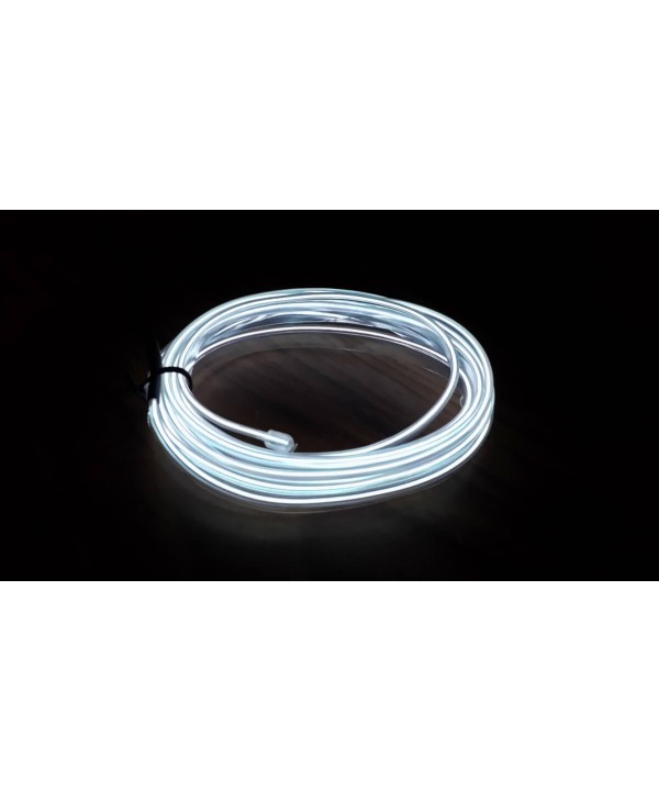 Stringa EL Striscia Neon Led Bianco Freddo 5 Metri Flessibile Tagliabile Luce Decorativa Atmosfera Per Interno Auto Camion Camper Sfilata Moda