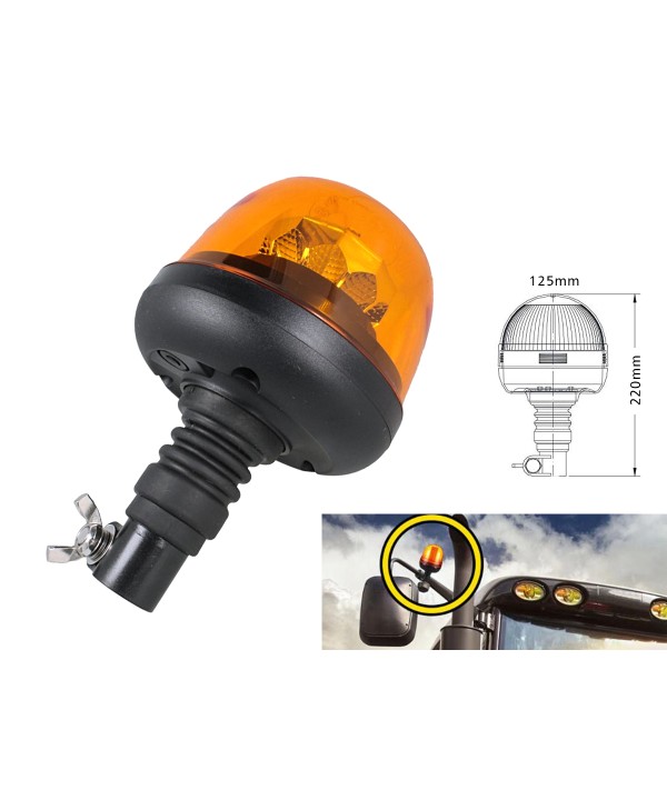Lampada Luce Lampeggiante Led Rotante Strobo Arancione Magnetico 12V 24V Segnalazione Emergenza Per Auto Trattore Omologato E9