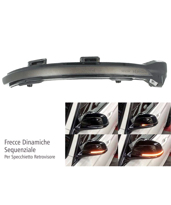 Kit Freccia Specchietto Retrovisore Led VW Golf 7 E-Golf Sportsvan Touran Lente Fume Arancione Dinamico Sequenziale