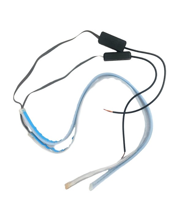 Kit Tubo Neon Striscia Led Auto 60cm X2 Bicolor Flessibile Freccia Dinamica Arancione e Luce Posizione Rosso Posteriore
