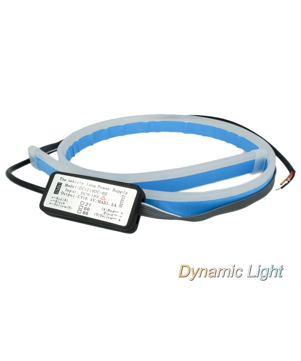 Kit Tubo Neon Striscia Led Auto 60cm Freccia Sequenziale Arancione e DRL Luce Diurne Bianco Style Audi VW GTI R-LINE
